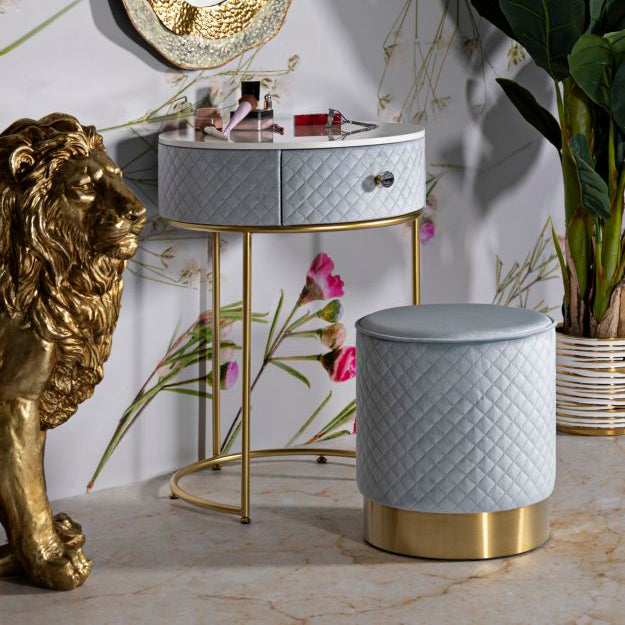 COMODINO/TOLETTA C/PUFF VELLIT CELESTE - FERRETTI