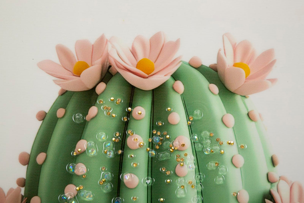 STAMPA SU TELA LACCATA C/CORNICE VASETTO CACTUS -B- FERRETTI