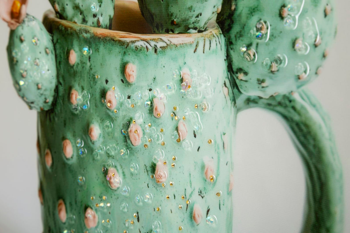 STAMPA SU TELA LACCATA C/CORNICE VASETTO CACTUS -C- FERRETTI