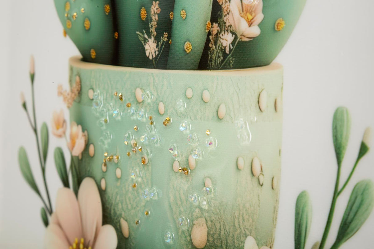 STAMPA SU TELA LACCATA C/CORNICE VASETTO CACTUS -D- FERRETTI