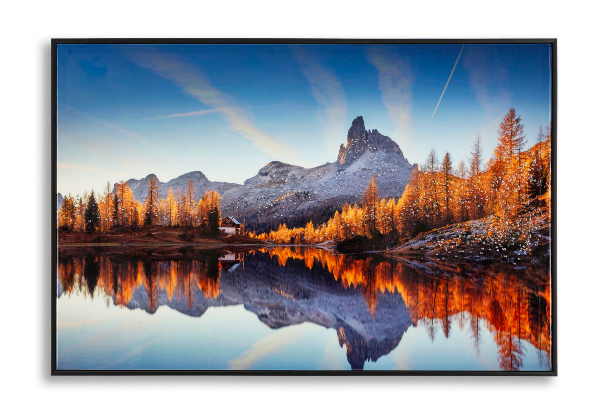 STAMPA SU TELA LACCATA C/CORNICE LAKE CM 90X4X60