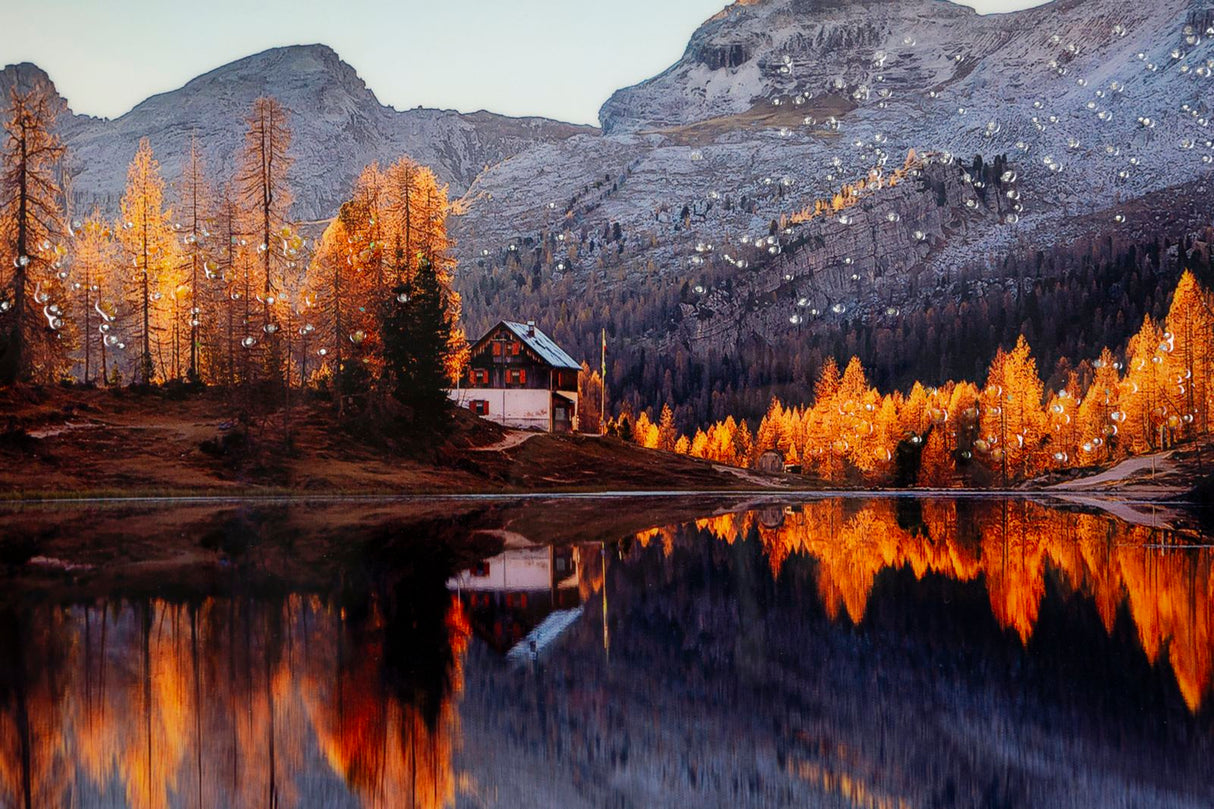 STAMPA SU TELA LACCATA C/CORNICE LAKE - FERRETTI