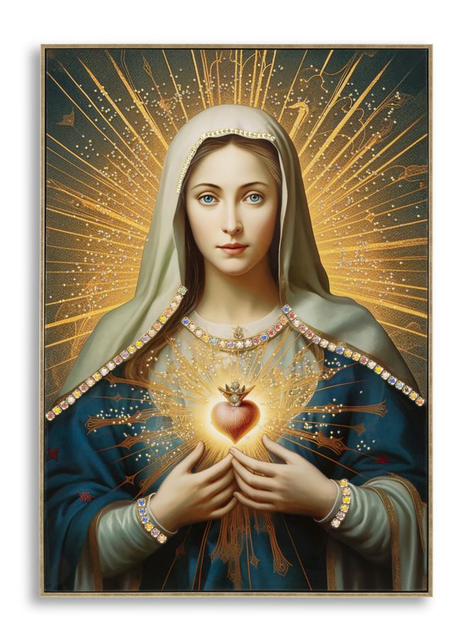 DIPINTO SU TELA LACCATO MADONNA -B- C/CORNICE CM 72X4X102