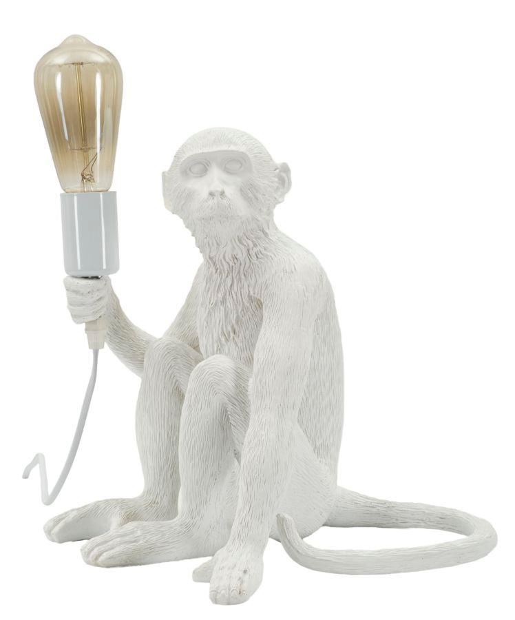 LAMPADA DA TAVOLO MONKEY SEDUTA BIANCA CM 33X33X32