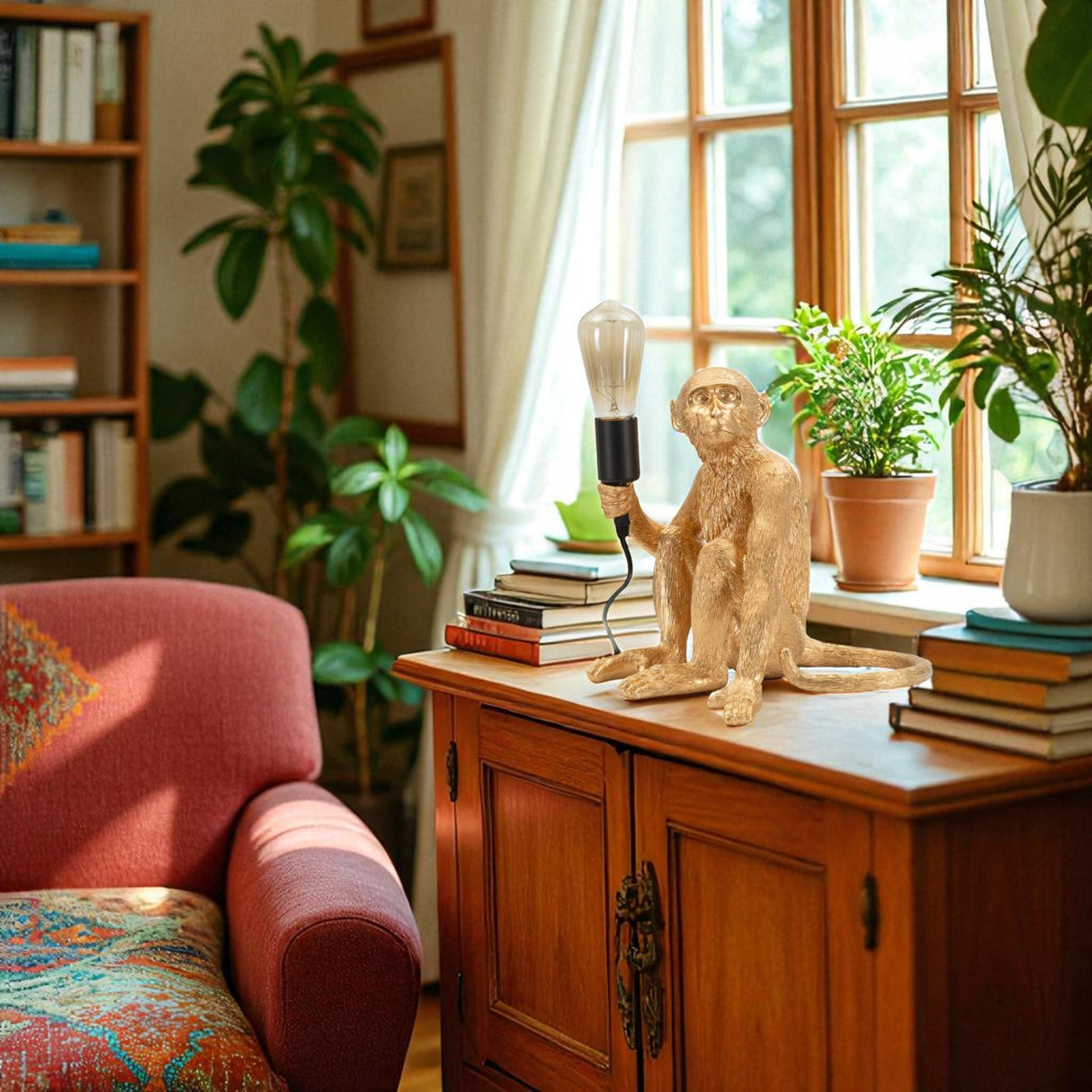 LAMPADA DA TAVOLO MONKEY SEDUTA ORO - FERRETTI