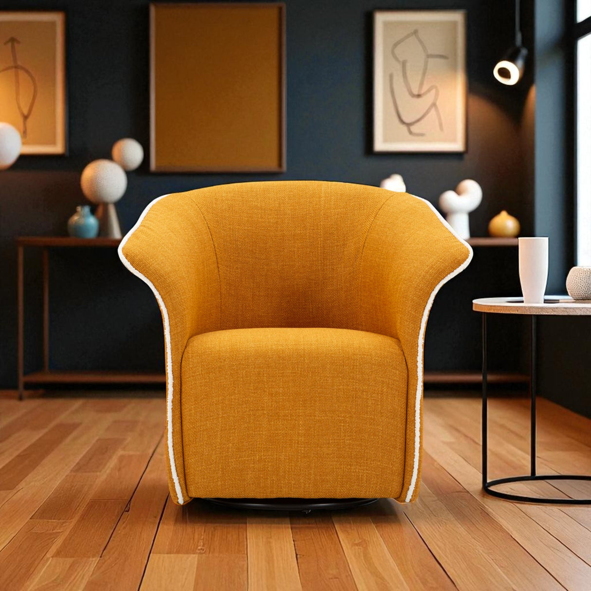 POLTRONA GIREVOLE SIENA SENAPE - FERRETTI