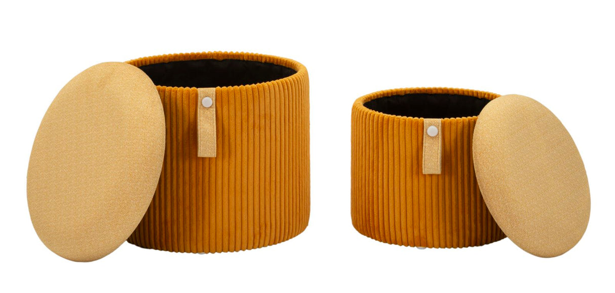 PUFF C/CONTENITORE BOLZANO SENAPE SET 2 PZ - FERRETTI
