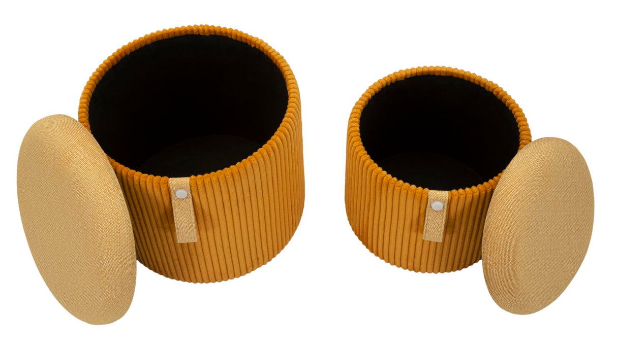 PUFF C/CONTENITORE BOLZANO SENAPE SET 2 PZ - FERRETTI