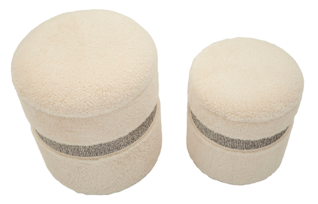 PUFF C/CONTENITORE SAINT-MORITZ CREMA SET 2 PZ CM - FERRETTI