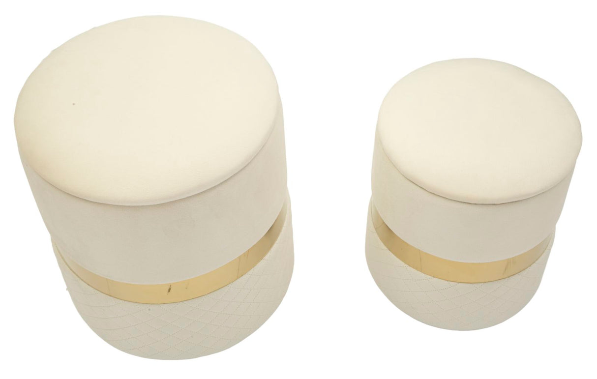 PUFF C/CONTENITORE SHEFFILD CREMA SET 2 PZ - FERRETTI