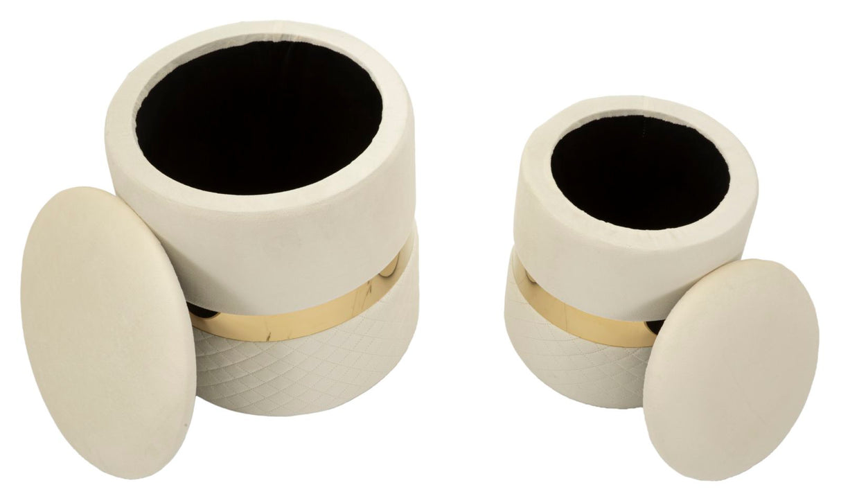 PUFF C/CONTENITORE SHEFFILD CREMA SET 2 PZ - FERRETTI