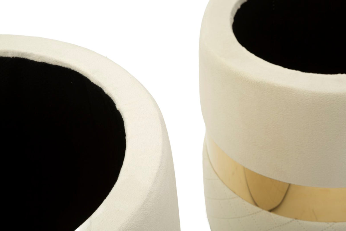 PUFF C/CONTENITORE SHEFFILD CREMA SET 2 PZ - FERRETTI