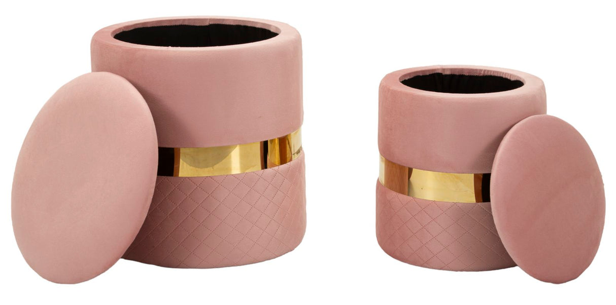 PUFF C/CONTENITORE SHEFFILD ROSA SET 2 PZ - FERRETTI