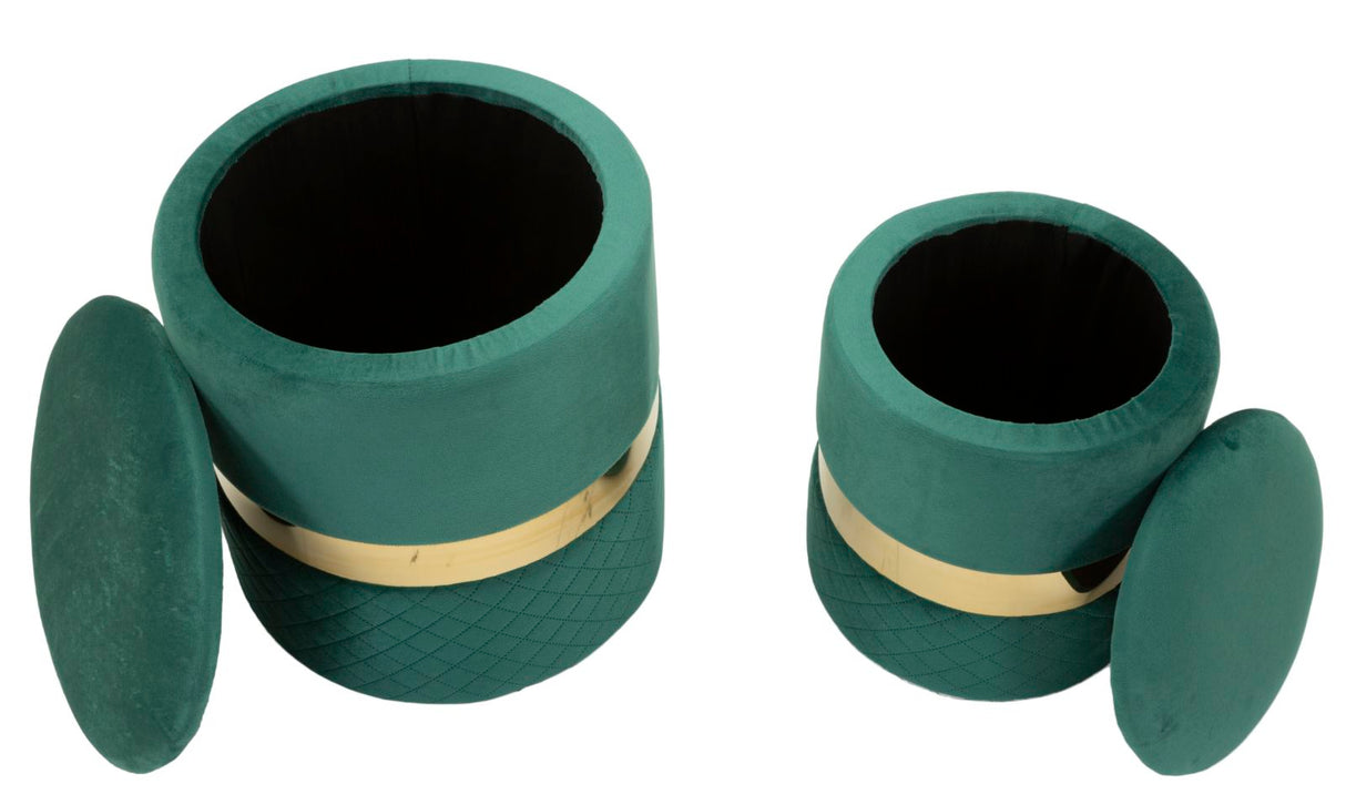 PUFF C/CONTENITORE SHEFFILD VERDE SET 2 PZ - FERRETTI