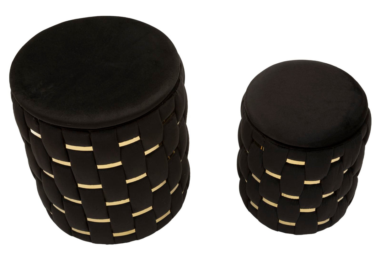 PUFF C/CONTENITORE SHANTY NERO SET 2 PZ - FERRETTI