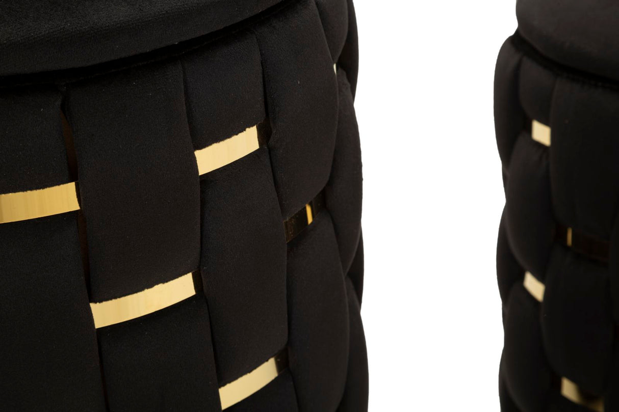 PUFF C/CONTENITORE SHANTY NERO SET 2 PZ - FERRETTI