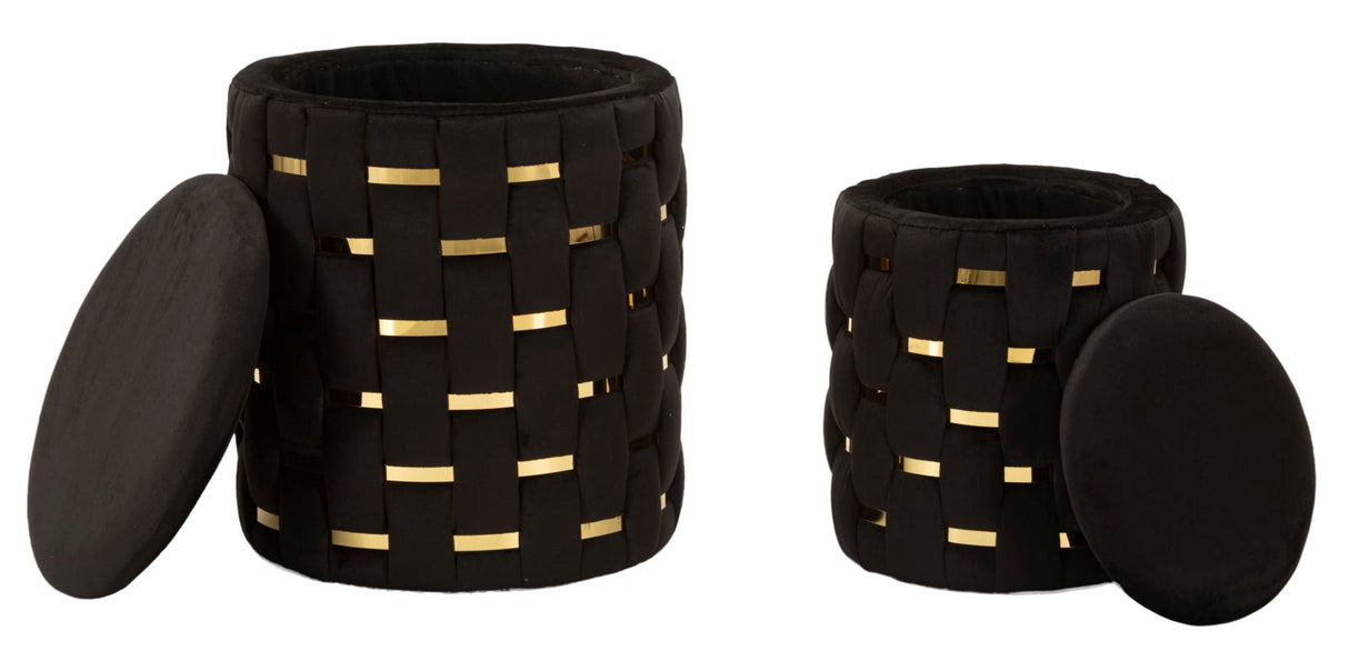 PUFF C/CONTENITORE SHANTY NERO SET 2 PZ - FERRETTI