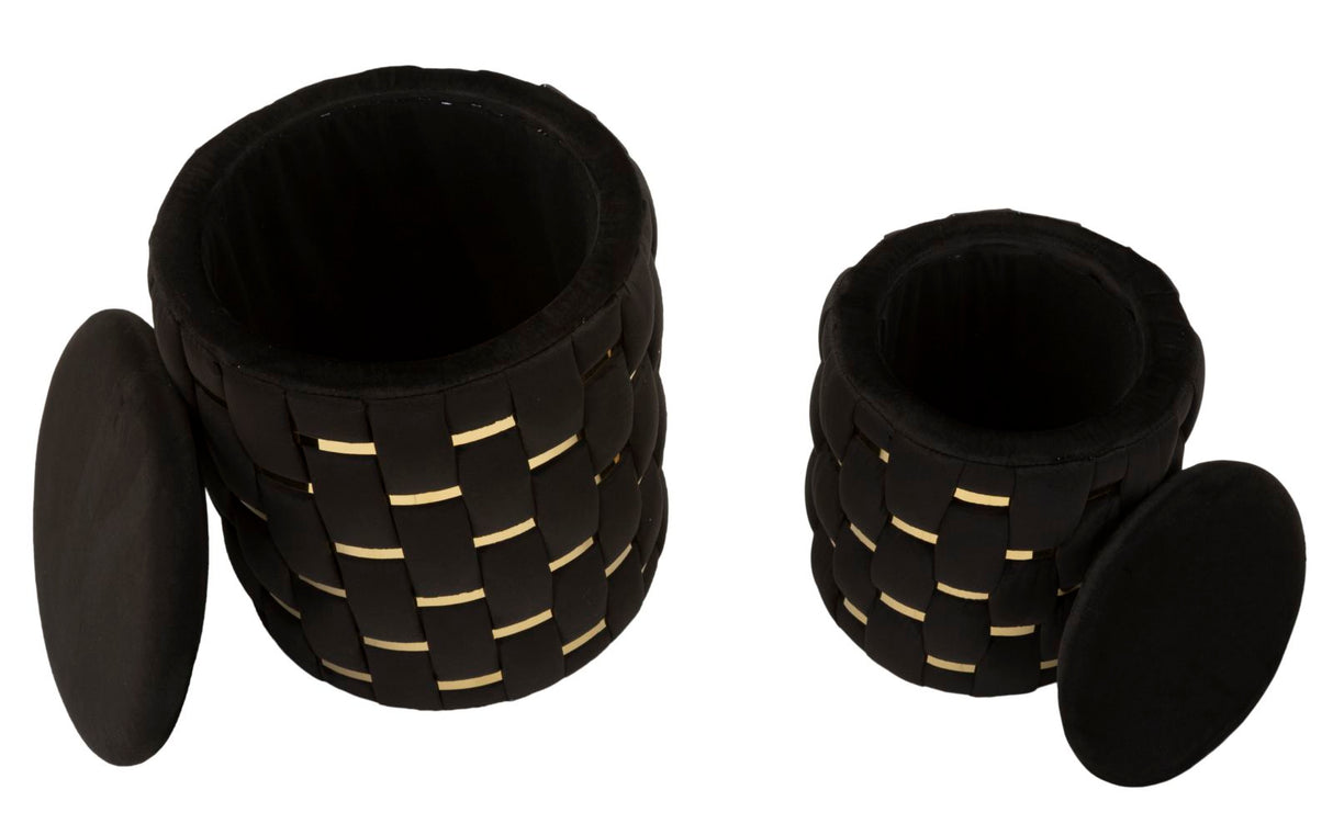 PUFF C/CONTENITORE SHANTY NERO SET 2 PZ - FERRETTI