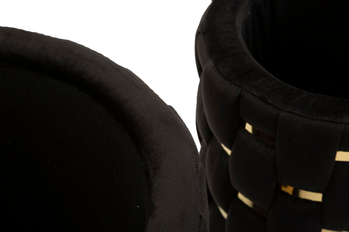 PUFF C/CONTENITORE SHANTY NERO SET 2 PZ - FERRETTI