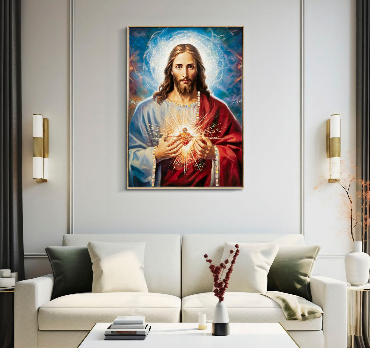 DIPINTO SU TELA LACCATO JESUS C/CORNICE - FERRETTI