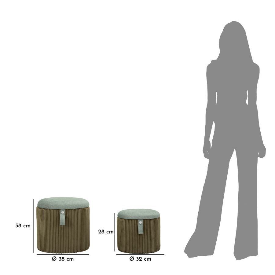 PUFF C/CONTENITORE BOLZANO VERDE SET 2 PZ - FERRETTI