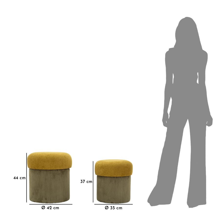 PUFF C/CONTENITORE ASPEN VERDE SET 2 PZ - FERRETTI