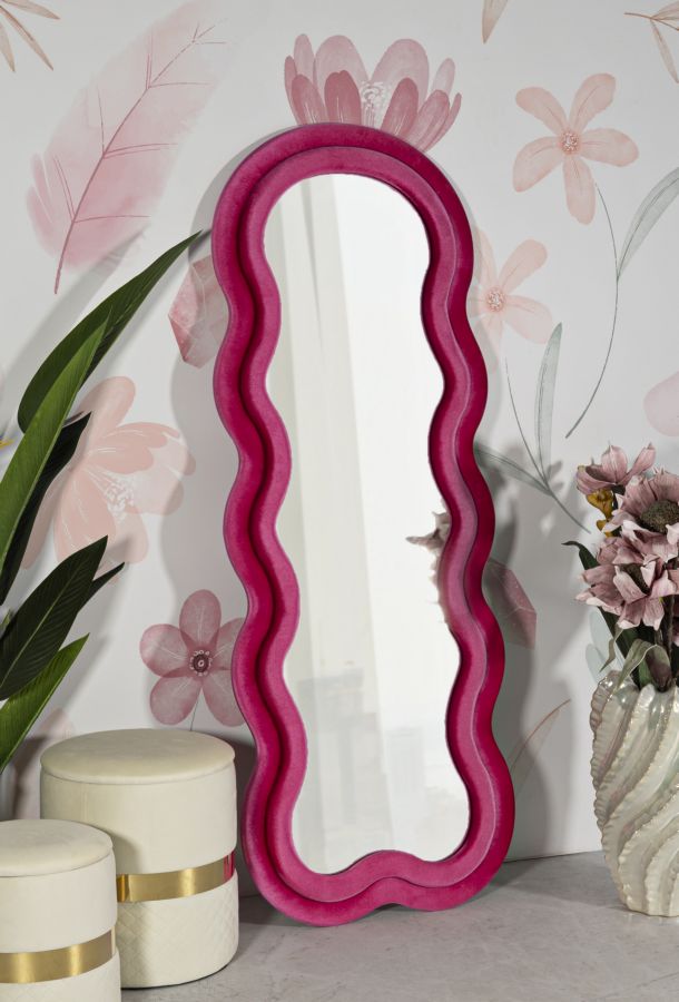 SPECCHIO DA MURO MIKI VELLUTO FUXIA - FERRETTI