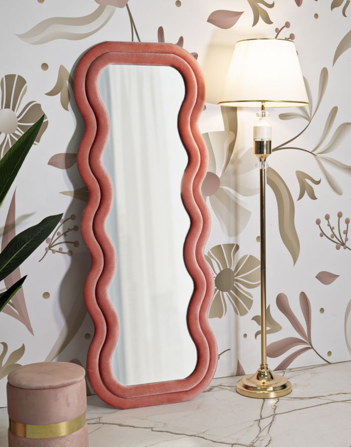 SPECCHIO DA MURO EMILY VELLUTO ROSA - FERRETTI