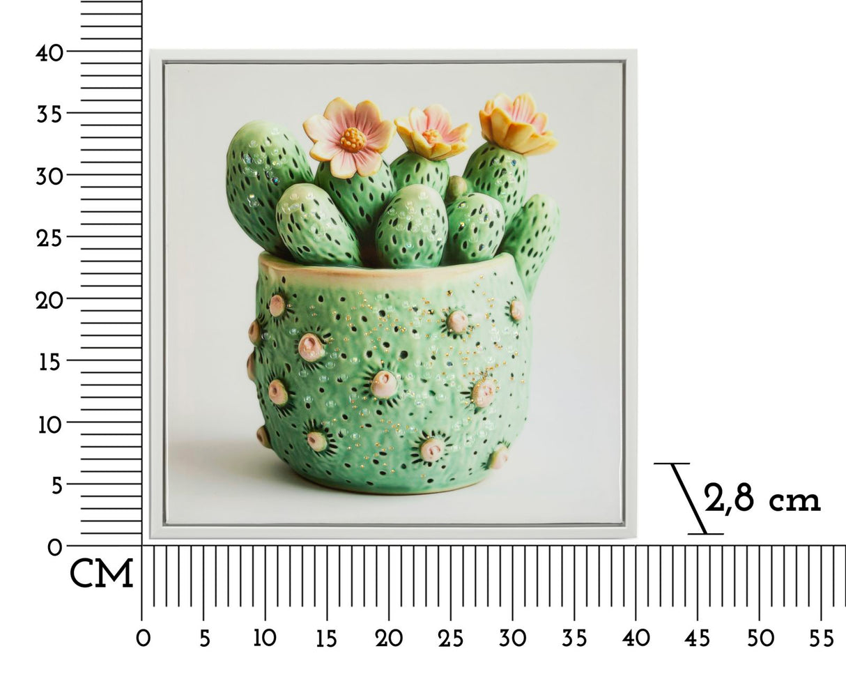 STAMPA SU TELA LACCATA C/CORNICE VASETTO CACTUS -A- FERRETTI