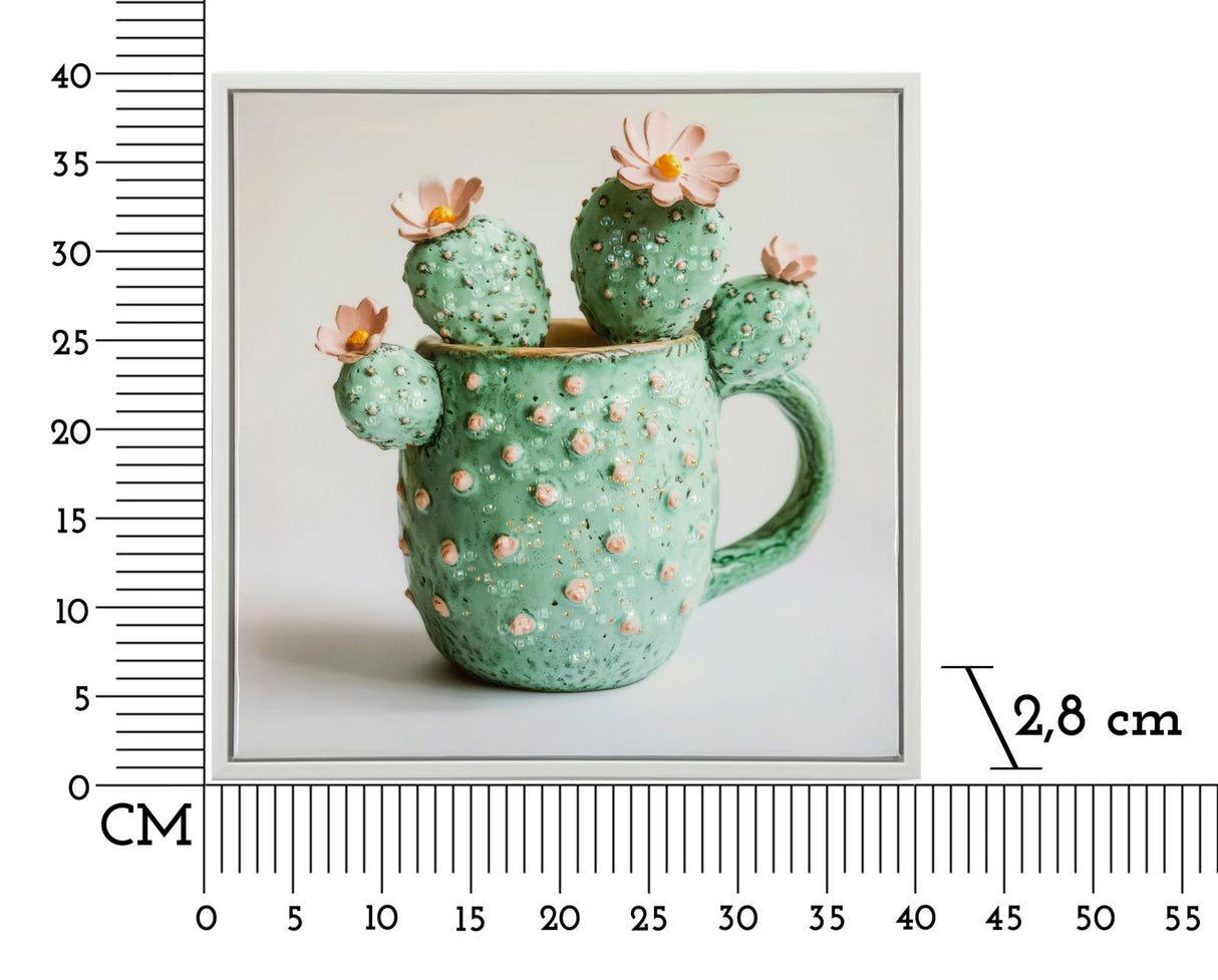 STAMPA SU TELA LACCATA C/CORNICE VASETTO CACTUS -C- FERRETTI