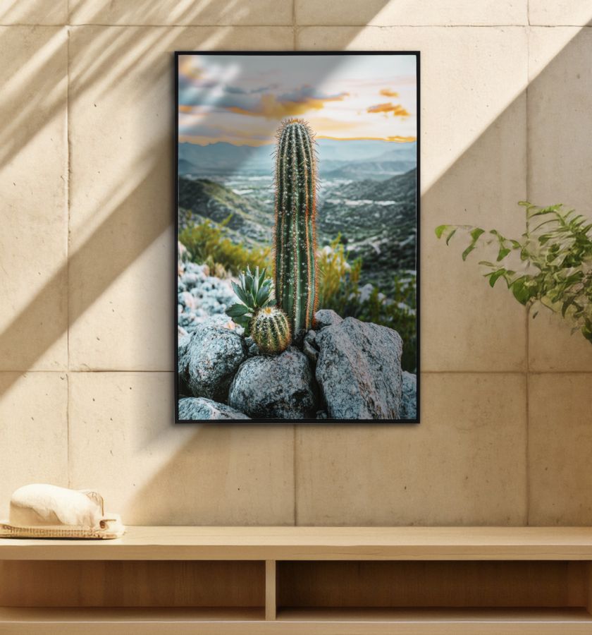 STAMPA SU TELA LACCATA C/CORNICE CACTUS -A- FERRETTI