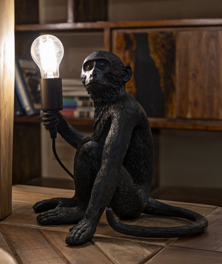LAMPADA DA TAVOLO MONKEY SEDUTA NERO - FERRETTI