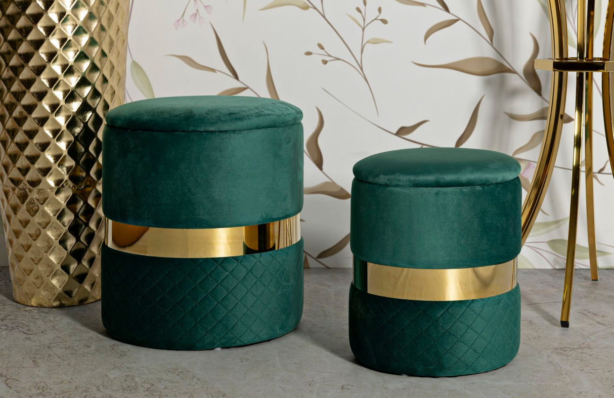PUFF C/CONTENITORE SHEFFILD VERDE SET 2 PZ - FERRETTI
