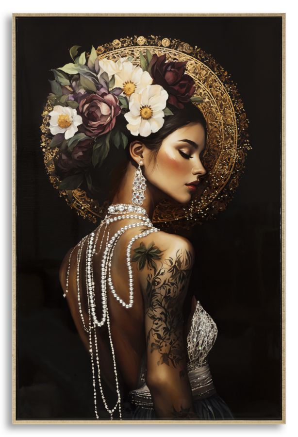 STAMPA DIPINTA SU TELA LACCATA PERSIAN C/CORNICE -A- CM 62X3