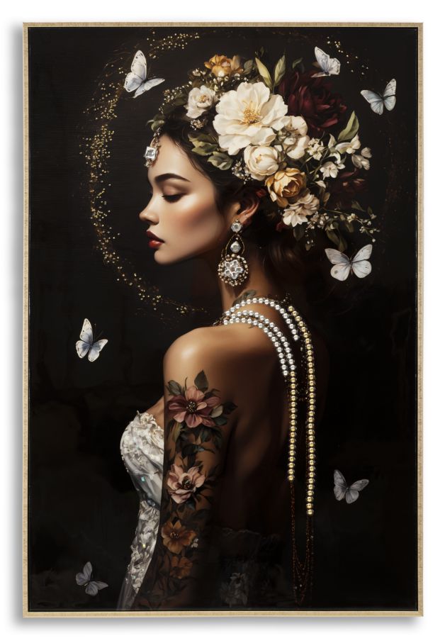 STAMPA DIPINTA SU TELA LACCATA PERSIAN C/CORNICE -B- CM 62X3