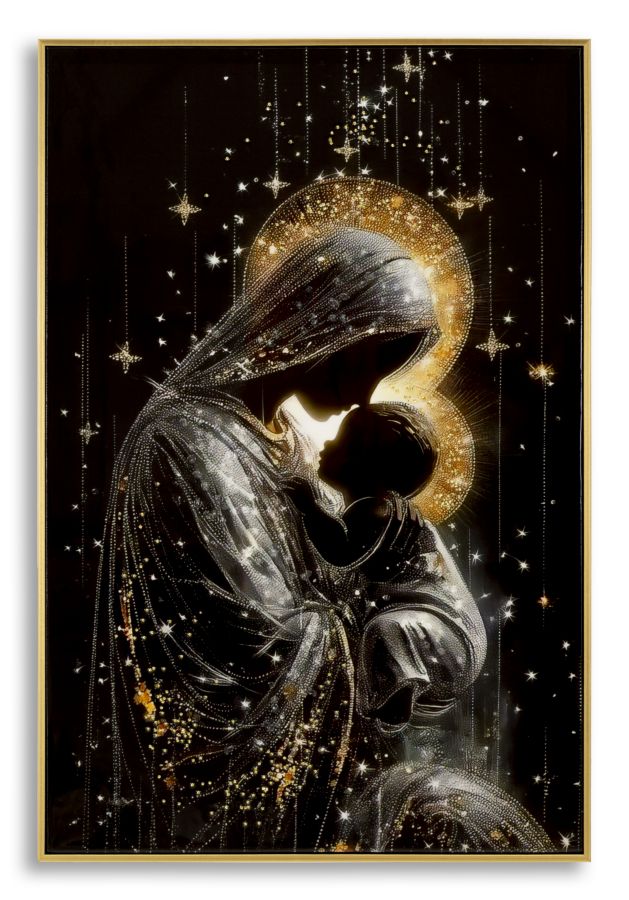 STAMPA DECORATA SU TELA LACCATA C/CORNICE MATERNITY -B- CM 60X3