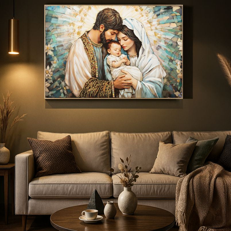 STAMPA DIPINTA SU TELA LACCATA NATIVITA' C/CORNICE CM 122X4X82 - FERRETTI