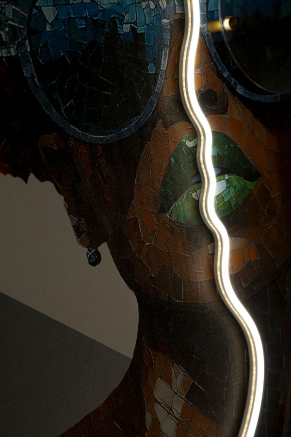 STAMPA C/LED SU TELA AFRO (APPLICAZIONE 3D ACRILICO) - FERRETTI