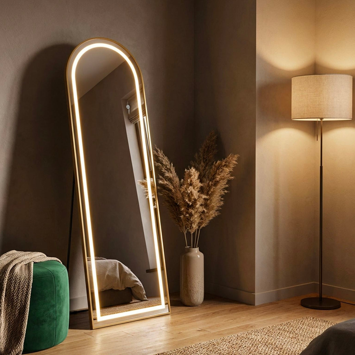 SPECCHIO DA TERRA LED SIMPLE ARCO (LUCE CON 3 TEMPERATURE DI COLORE) - FERRETTI
