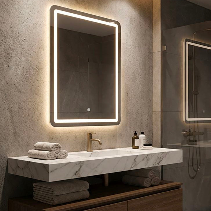 SPECCHIO DA MURO LED SIMPLE RETT. (LUCE CON 3 TEMPERATURE DI COLORE) - FERRETTI