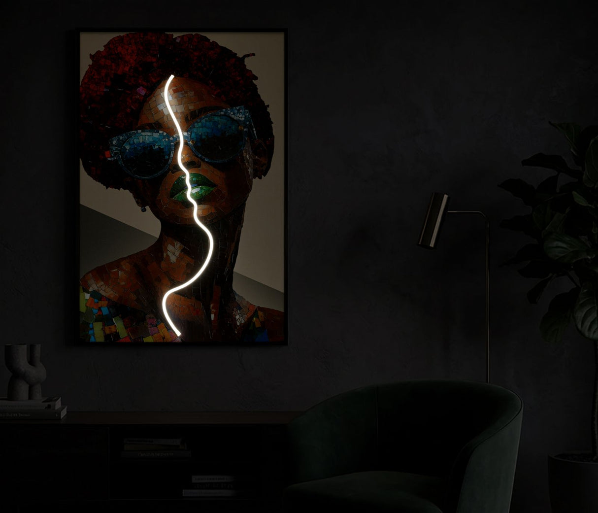 STAMPA C/LED SU TELA AFRO (APPLICAZIONE 3D ACRILICO) - FERRETTI