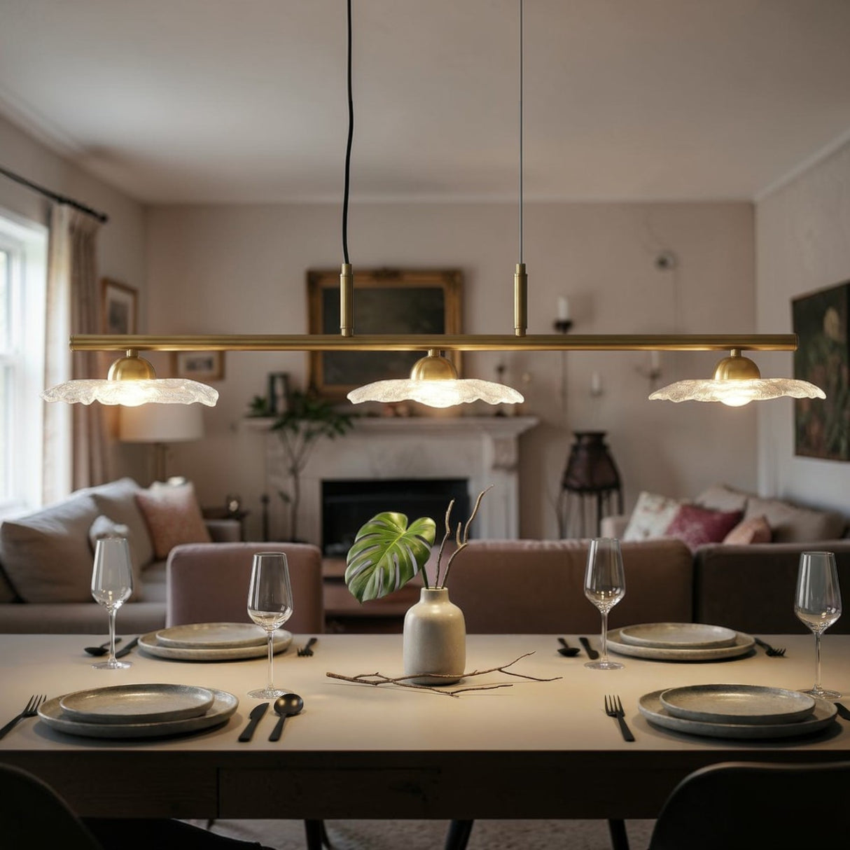 LAMPADARIO EMILY 3 LUCI VETRO TRASPARENTE - FERRETTI