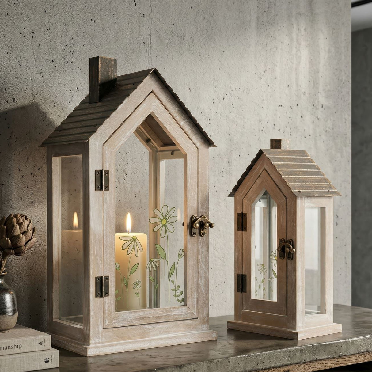 LANTERNE HOME FLOWER COPPIA (VETRO TEMPERATO) - FERRETTI