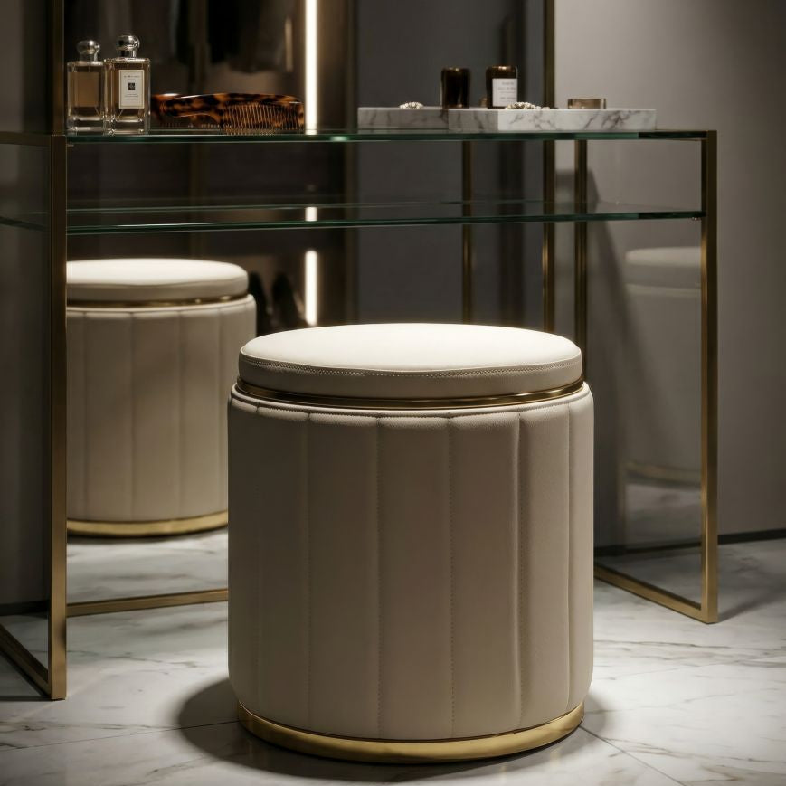 PUFF C/CONTENITORE LONDON CREMA - FERRETTI