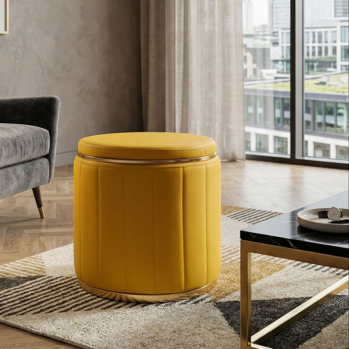 PUFF C/CONTENITORE LONDON SENAPE - FERRETTI