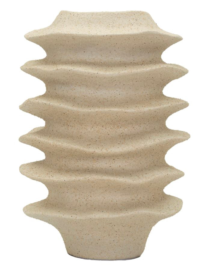 Vaso Stile Japandi Con Motivo A Fasce Ondulate Cm Ø 25
