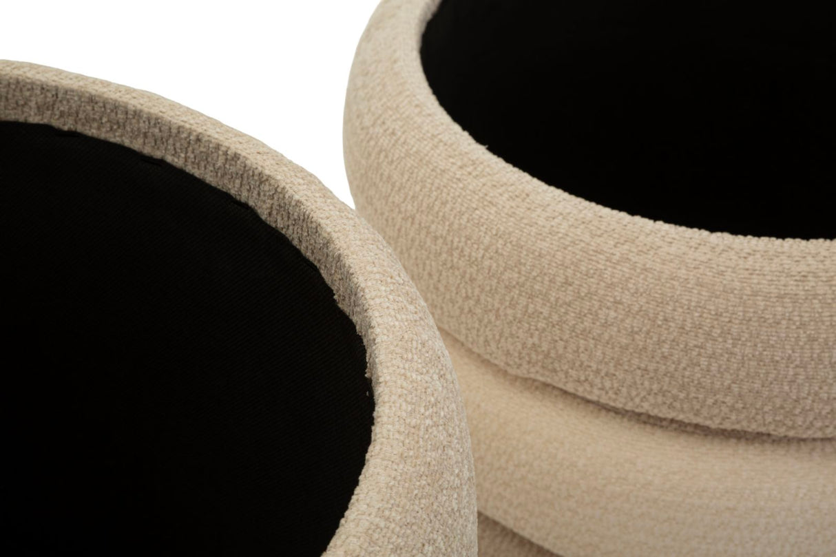 Set 2 Pouf Stile Nordico Cm Ø 44X47-35X39