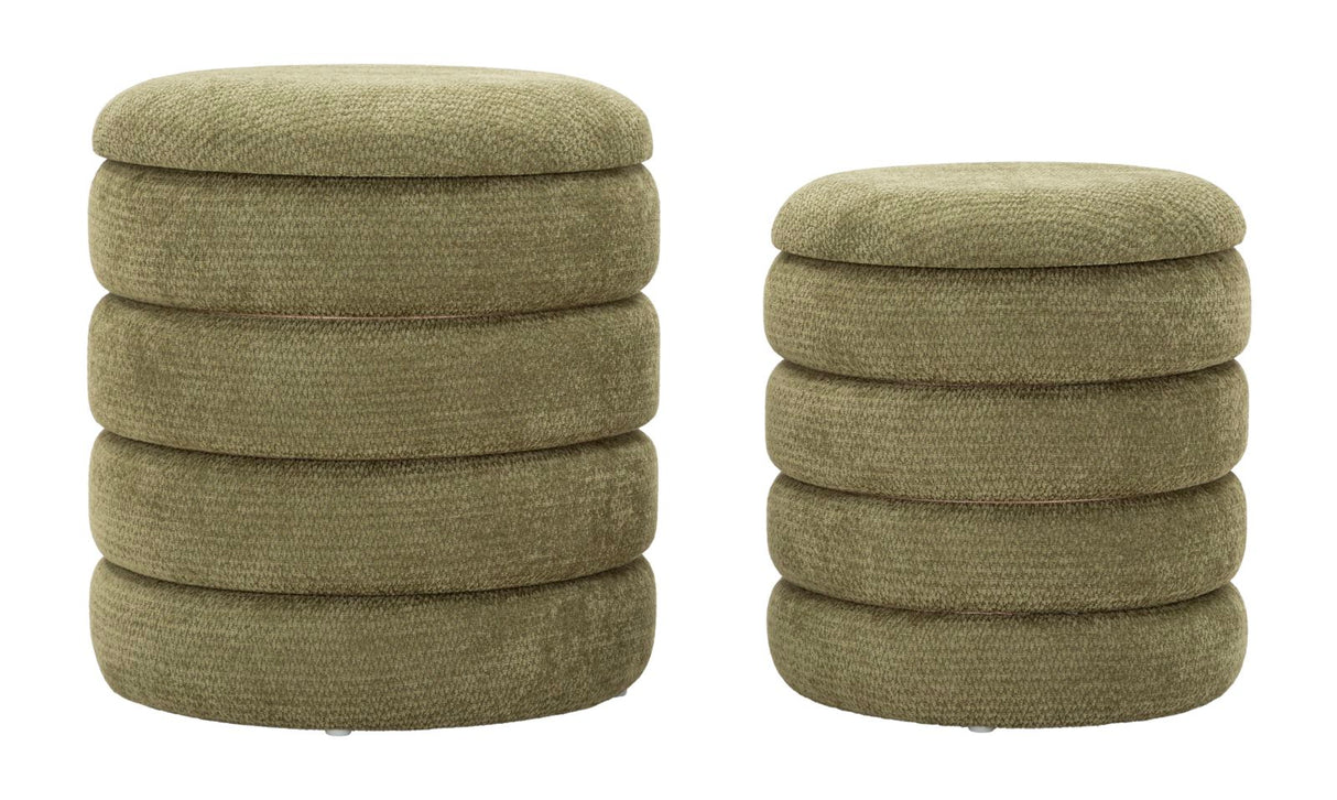 Set 2 Pouf Stile Nordico Cm Ø 44X47-35X39