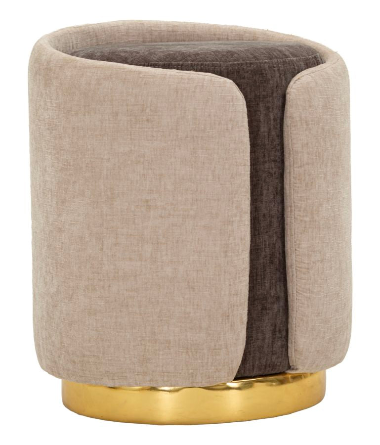 Pouf Stile Glam Bicolore Con Base Dorata Cm Ø 40X50