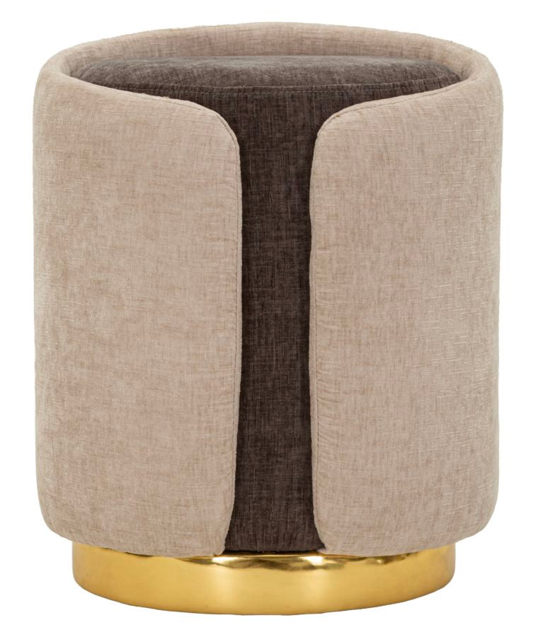 Pouf Stile Glam Bicolore Con Base Dorata Cm Ø 40X50